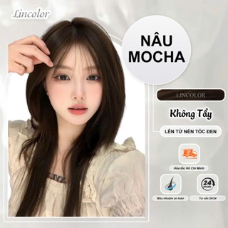 Thuốc nhuộm tóc, thuốc nhuộm tóc màu NÂU MOCHA ,không tẩy, LIN_COLOR, tặng kèm oxy trợ nhuộm và bao tay,trùm đầu