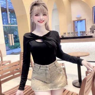 Áo thun tăm cổ nơ cách điệu