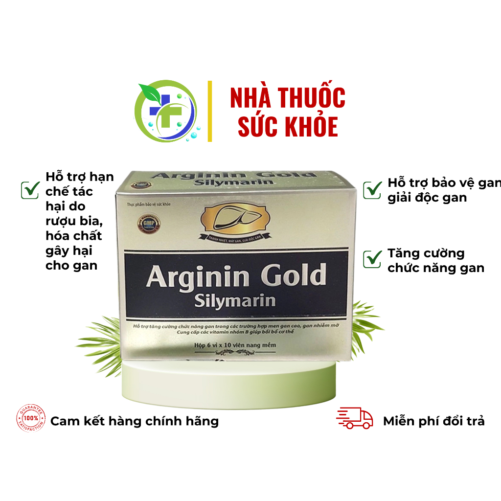 Arginin Gold Silymarin H/60v - Giải độc gan, bảo vệ gan, tăng cường chức năng gan