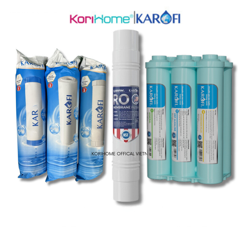 Combo 10 lõi lọc Karofi cho máy KAD-D50 KAD-C55 dùng bộ 123 thường, RO Purifim, cụm HP6.2 Hàng chính hãng