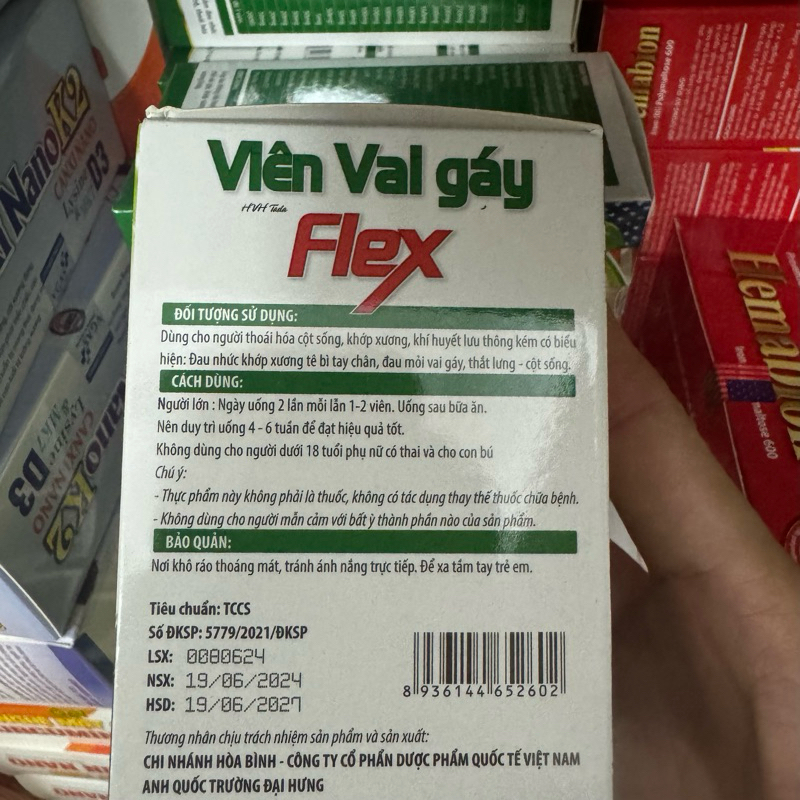 Viên vai gáy Flex hỗ trợ giảm đau mỏi vai gáy tê bì chân tay người thoái hóa cột sống [ Viên vai gáy HVH Tada Flex ]