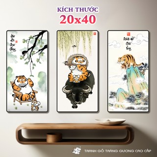 [20x40] Tổng hợp TRANH HỔ VÔ TRI hài hước trang trí phòng - Tranh Gỗ TRÁNG GƯƠNG CAO CẤP treo tường