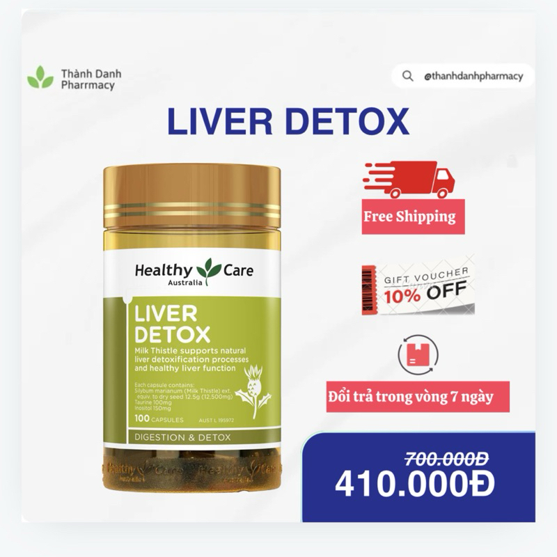 Viên uống thải độc gan Healthy Care Liver Detox 100 viên