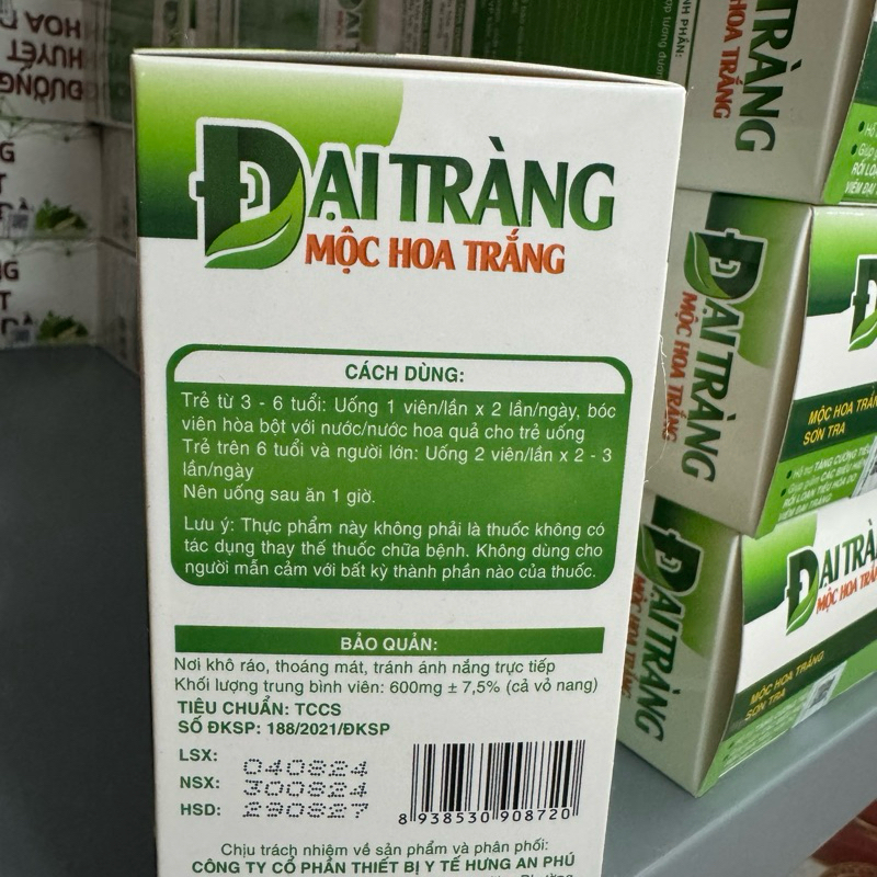 Viên uống ĐẠI TRÀNG MỘC HOA TRẮNG thành phần từ thảo dược tốt cho người bị viêm đại tràng, đại tràng co thắt rối loạn