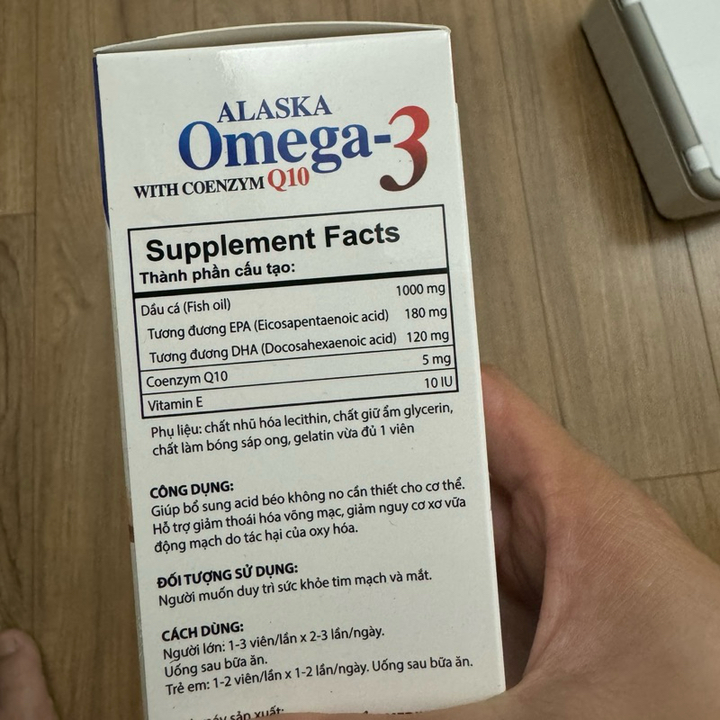 Viên dầu cá ALASKA OMEGA 3 With Coenzym Q10 - Giúp bổ não ,sáng mắt ,khỏe tim mạch - Hộp 100 viên