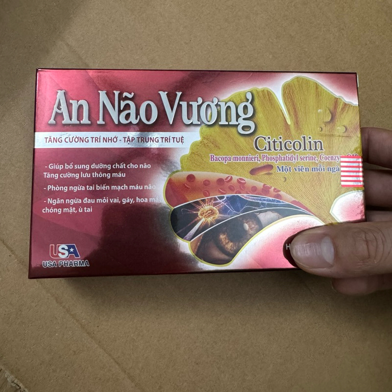 Viên bổ não AN NÃO VƯƠNG CITICOLIN - Hoạt huyết dưỡng não,chống biến chứng sau tai biến, ngày uống 1 viên