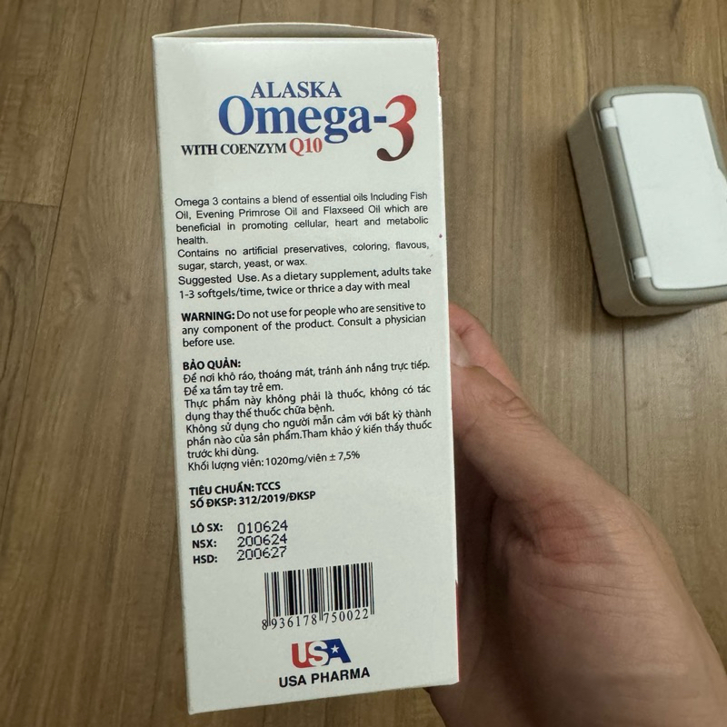 Viên dầu cá ALASKA OMEGA 3 With Coenzym Q10 - Giúp bổ não ,sáng mắt ,khỏe tim mạch - Hộp 100 viên
