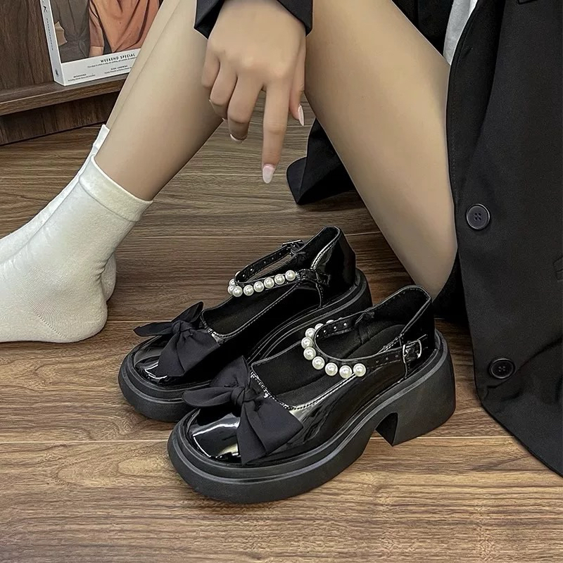 Giày búp bê lolita nữ Quai Ngọc độn đế 7cm(form to đặt lùi 1sz) | BigBuy360 - bigbuy360.vn
