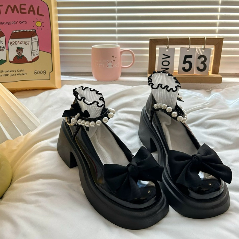 Giày búp bê lolita nữ Quai Ngọc độn đế 7cm(form to đặt lùi 1sz) | BigBuy360 - bigbuy360.vn