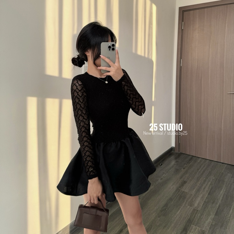 VÁY THIẾT KẾ REN PHỐI TACTA XOÈ BỒNG | by25