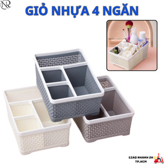 Giỏ nhựa 4 ngăn đa năng - Giỏ nhựa đựng đồ nail, mi tiện lợi 3 màu pastel siêu xinh - Nails Red