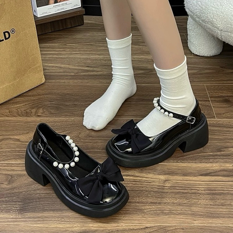 Giày búp bê lolita nữ Quai Ngọc độn đế 7cm(form to đặt lùi 1sz) | BigBuy360 - bigbuy360.vn