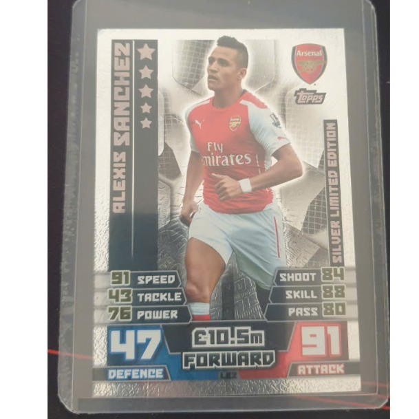 Thẻ Match Attax 2014/2015 Alexis Sanchez 14/15 Silver Limited Edition