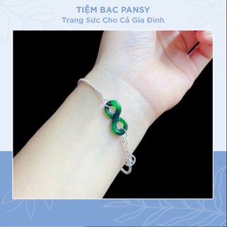 Lắc tay nữ như ý nguyện PANSY bằng bạc ta mix đá - Vòng tay bạc nữ hoạ tiết vô cực thật đẹp