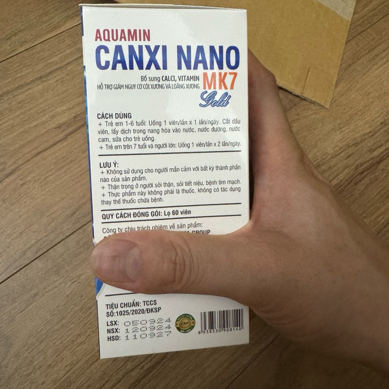 Viên uống Canxi nano D3 AQUAMIN CANXI NANO MK7 GOLD - Aquamin F - Hộp 60 viên,giảm nguy cơ loãng xương ,còi xươngi
