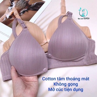 Áo lót bầu và sau sinh Bầu Xinh VyVy cho con bú chống chảy sệ, giúp nâng ngực chất cotton mềm mịn không gọng VV11