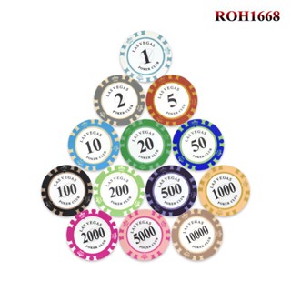 Chip poker PK 8 Las Vegas có số, phỉnh poker chất liệu nhựa bọc sắt