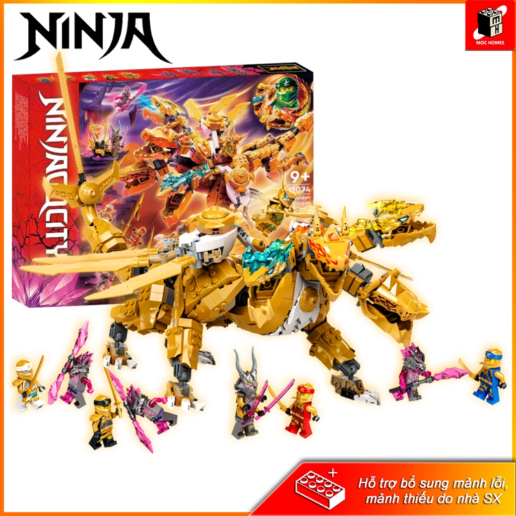 [HOT] Đồ chơi lắp ráp Ninja rồng vàng 4 đầu của Lloyd Ultra Golden Dragon 11074 Hoặc 7014