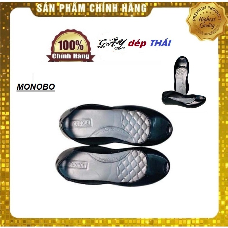 Giầy nhựa Nữ đế thấp Đen Thái Lan MonoBo
