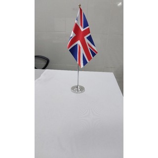 Bộ Cờ Để Bàn Đơn Mini (Cán Inox  Chân Đế Trắng - Lá Cờ Tùy Chọn Các Nước)