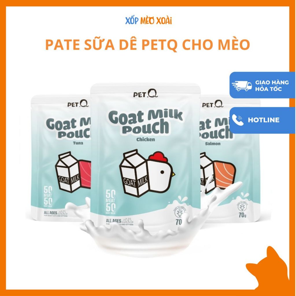 [COMBO] Pate Sữa Dê Cho Mèo PetQ 70g - Thức ăn ướt cho mèo mọi lứa tuổi, dinh dưỡng cao, bổ sung nước