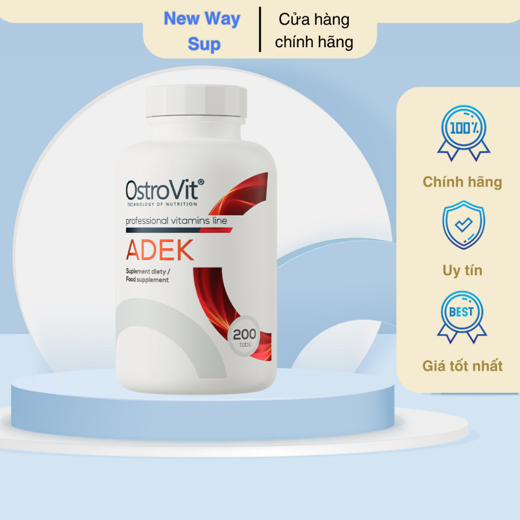 OstroVit Vitamin ADEK  Phức Hợp Vitamin D3 K2 A Và E Hỗ Trợ Xương Khớp, Thị Lực & Đề Kháng Hộp 200 V
