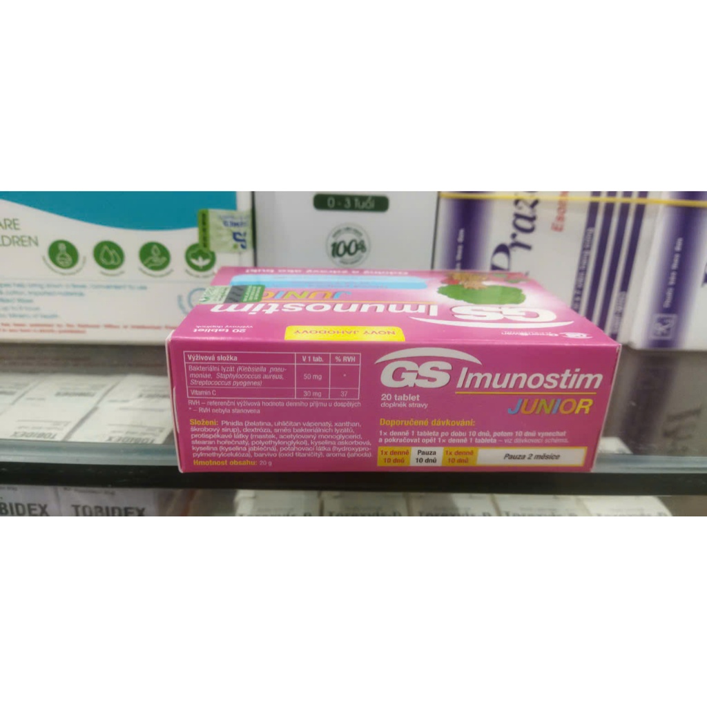 Viên ngậm (uống) GS Imunostin Junior giúp tăng sức đề kháng,dùng cho trường hợp hay bị đau hong,phế quản,sổ mũi nhiều