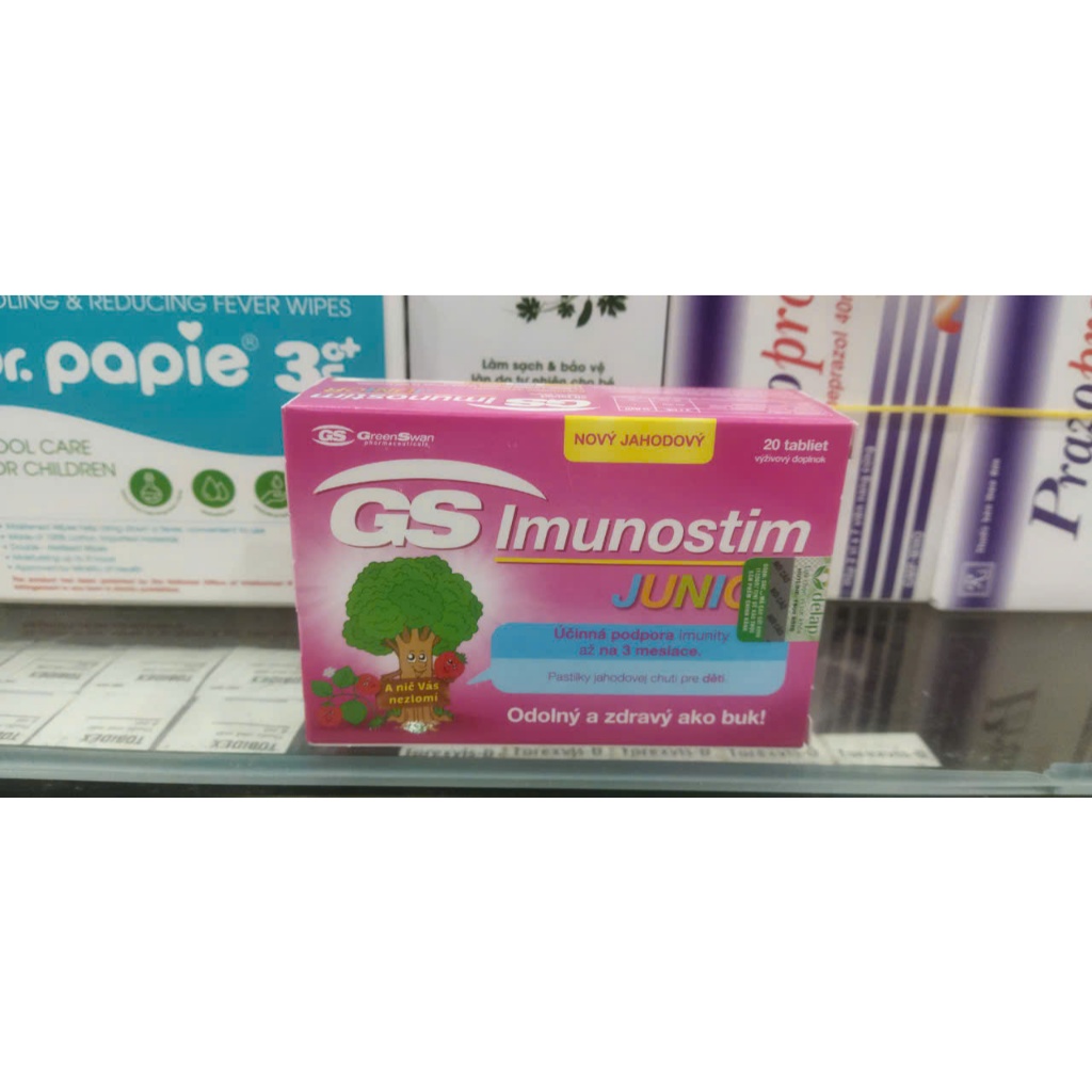 Viên ngậm (uống) GS Imunostin Junior giúp tăng sức đề kháng,dùng cho trường hợp hay bị đau hong,phế quản,sổ mũi nhiều
