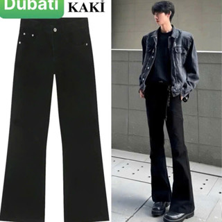 QUẦN JEANS NAM NỮ ỐNG LOE CHẤT BÒ UNISEX TRẮNG ĐEN TRƠN PHONG CÁCH HOT TREND 2024 - DUBATI FASHION