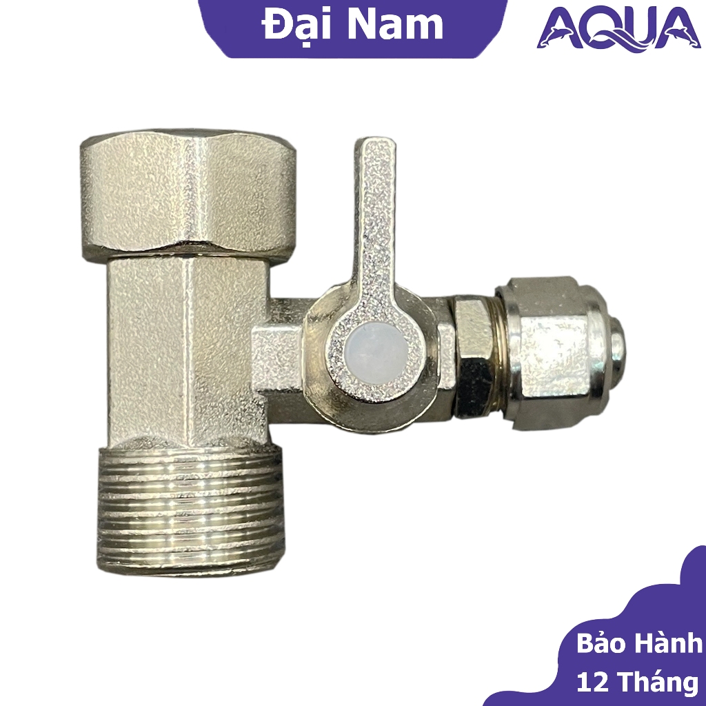 Van chia nước đầu nguồn, van cấp máy lọc nước inox - Khẩu khoá ren 21 ra ống 10 6