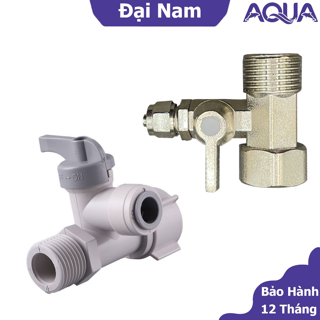 Van chia nước đầu nguồn, van cấp nước máy lọc nước - Khẩu khoá ren 21 ra ống 6mm 10mmn - Linh kiện máy lọc nước