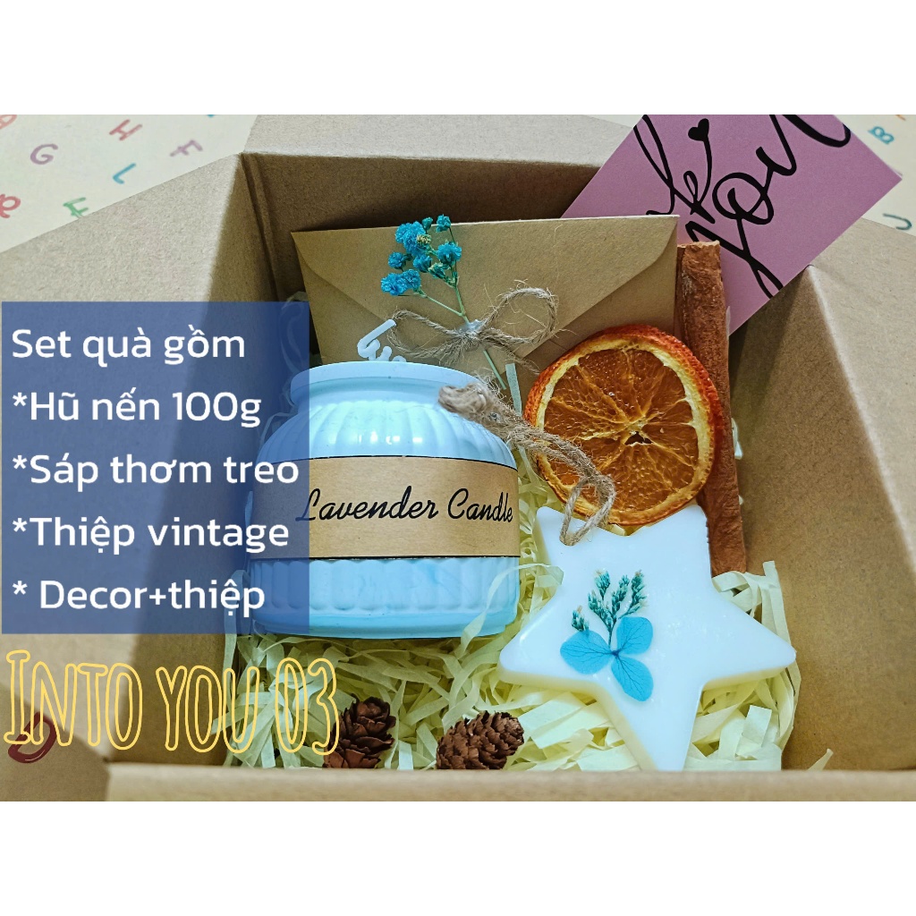 INTO YOU 03-Set quà tặng nến thơm handmade Lavender, quà tặng sinh nhật, 20/10