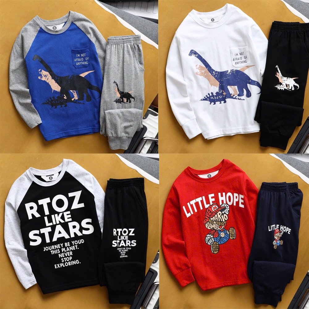 Bộ dài thu đông bé trai, Bộ mặc nhà bé trai size đại đến 10 tuổi - Bộ dài RT