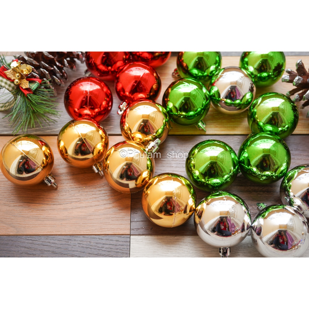 [ HCM ] NOEL  6 TRÁI - CHÂU BÓNG, CHÂU KIM TUYẾN, CHÂU MỜ TRANG TRÍ NOEL KÍCH THƯỚC 60 LY - 80 LY