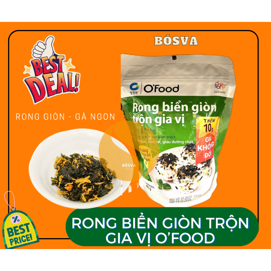 Rong biển sấy giòn trộn gia vị O'Food 40g,- thơm ngon, bổ dưỡng