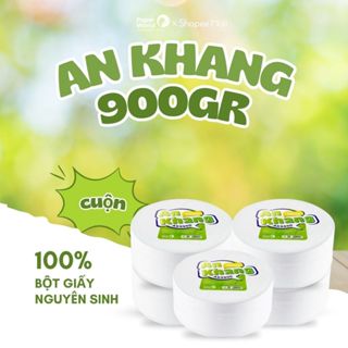 Combo 5 giấy vệ sinh cuộn lớn 900g 2 lớp, 100% bột giấy nguyên sinh An Khang Soft900 | Thế Giới Giấy