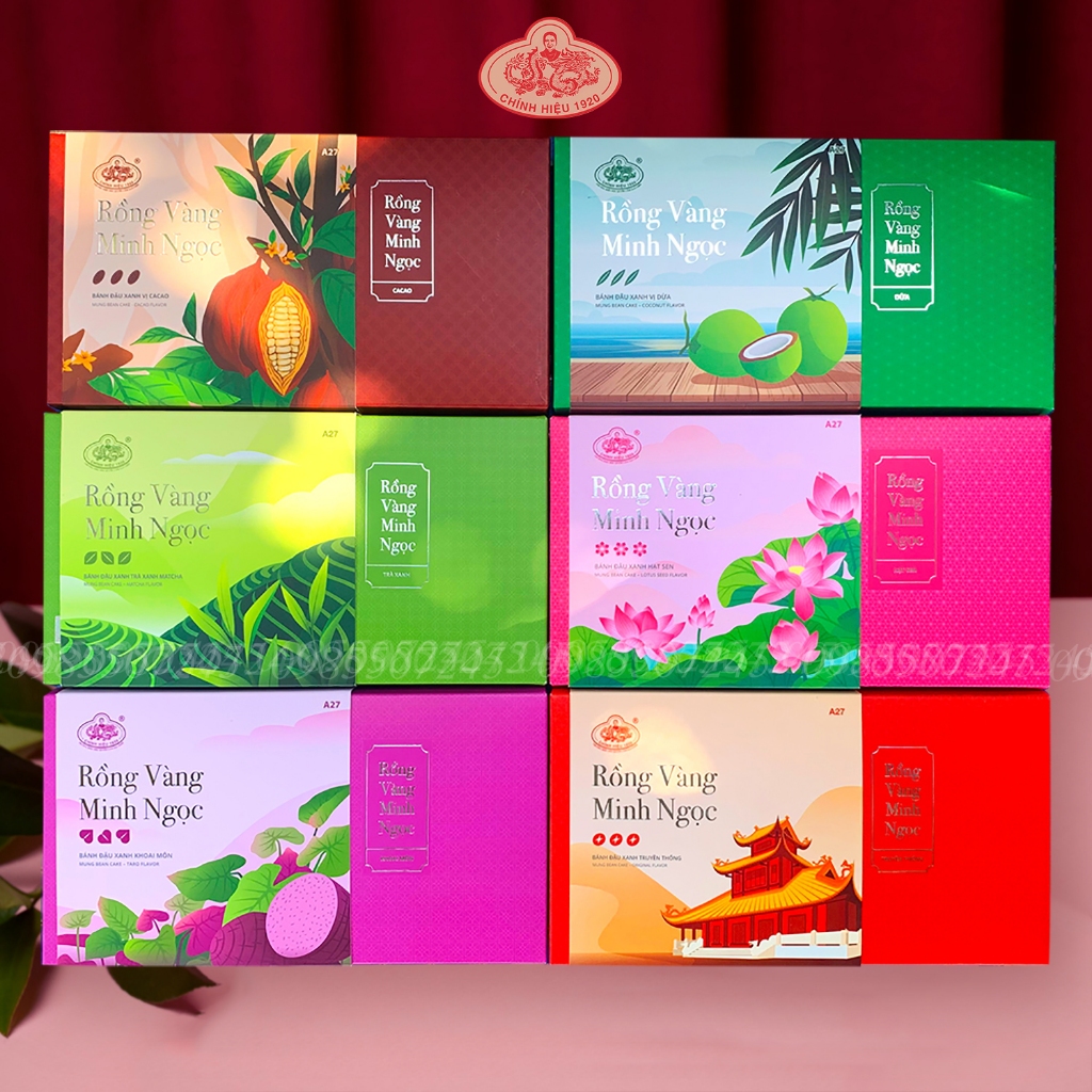 Bánh Đậu Xanh Rồng Vàng Minh Ngọc A27 6 Vị 150g (Date Mới) - Bánh Đậu Xanh Hải Dương Chính Hãng
