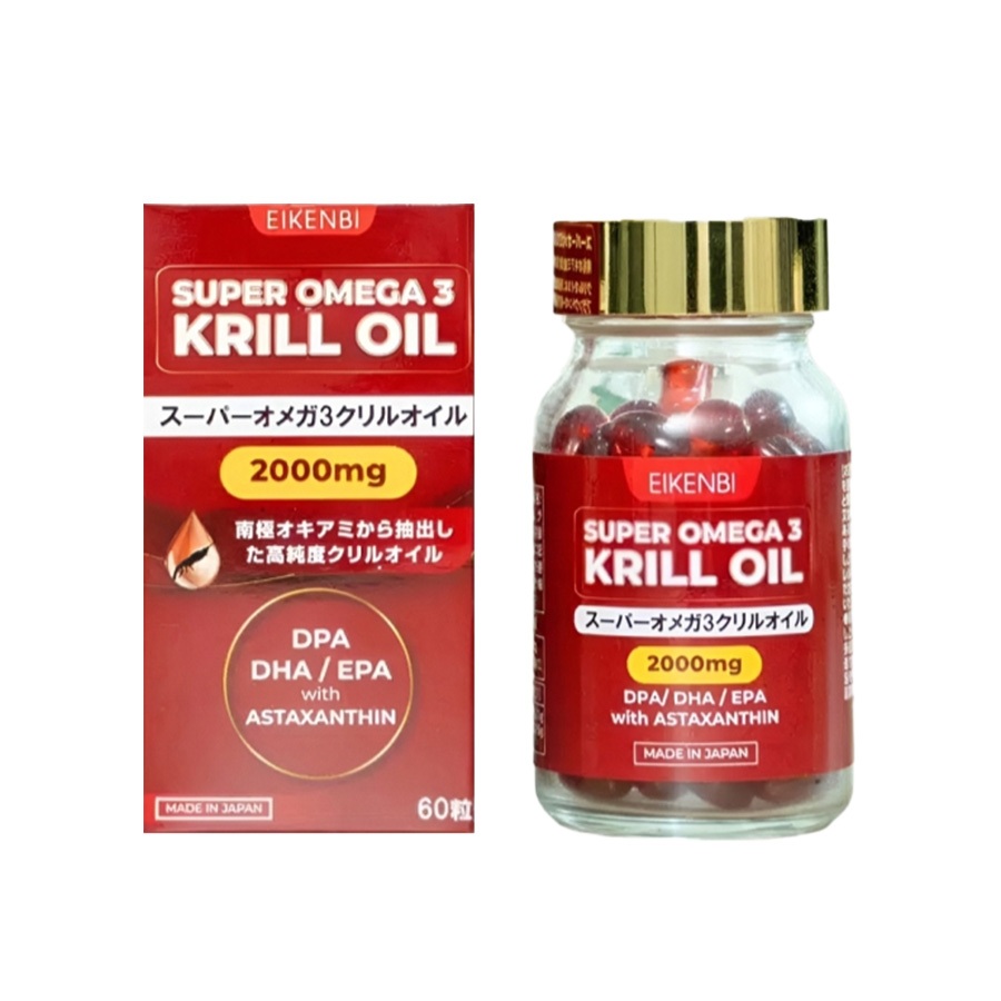 Viên uống Omega 3 nhuyễn thể Krill Oil Super Eikenbi 2000mg Hộp 60 viên - Nội địa Nhật