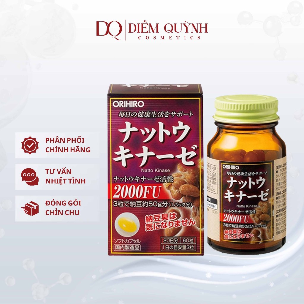 Viên uống ngừa đột quỵ tai biến Natto Kinase Orihiro Nhật Bản 60 viên
