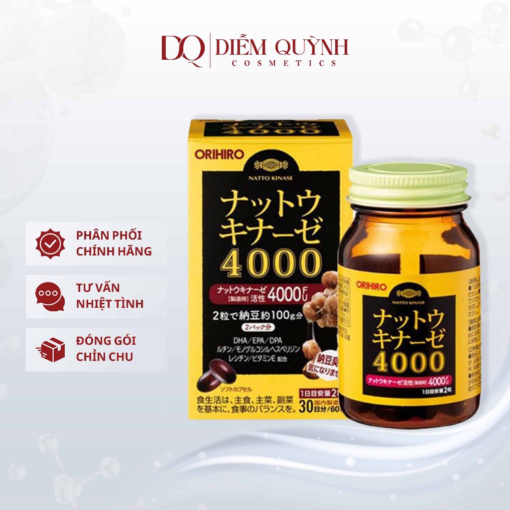 Viên uống ngừa đột quỵ tai biến Natto Kinase Orihiro Nhật Bản 60 viên