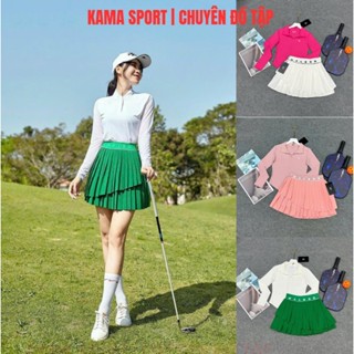 [PICKLEBALL] Bộ thể thao nữ, chân váy xếp ly, áo dài tay tập cầu lông, tennis, golf, pickleball, chất thun mềm co dãn