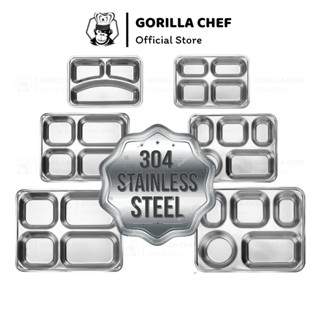 Khay cơm inox 304 cao cấp 3/4/5 ngăn sâu lòng phong cách Hàn Quốc Gorilla Chef tiện lợi và an toàn cho sức khỏe