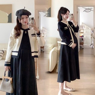 Váy len bầu mùa đông sét len yếm rời có kèm áo