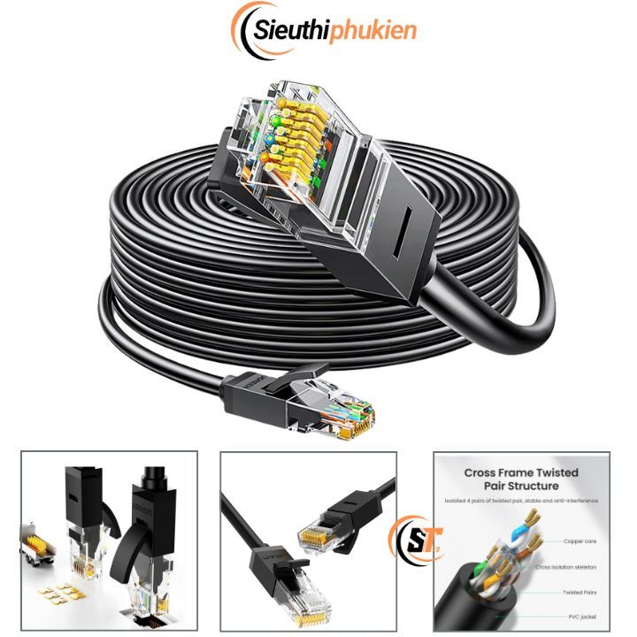Dây mạng 10m cat6 đầu đúc sẵn tốc độ 10/100/1000mbps xịn , dây lan internet 10m