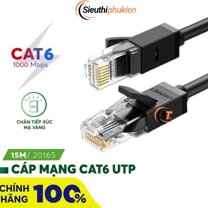 Cáp mạng cat6 UGREEN dài 15m tốc độ 10/100/1000mbps , dây internet bấm sẵn 15m