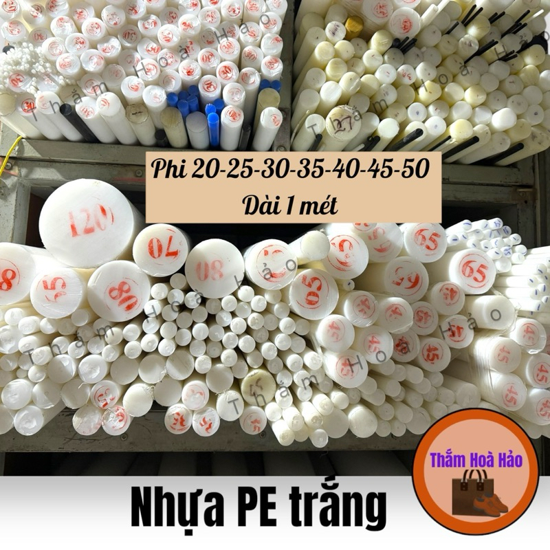 Nhựa công nghiệp PE tròn từ size 20-50 dài 1 mét (phi 20-25-30-35-40-45-50). Nhựa Pe tròn, nhựa công