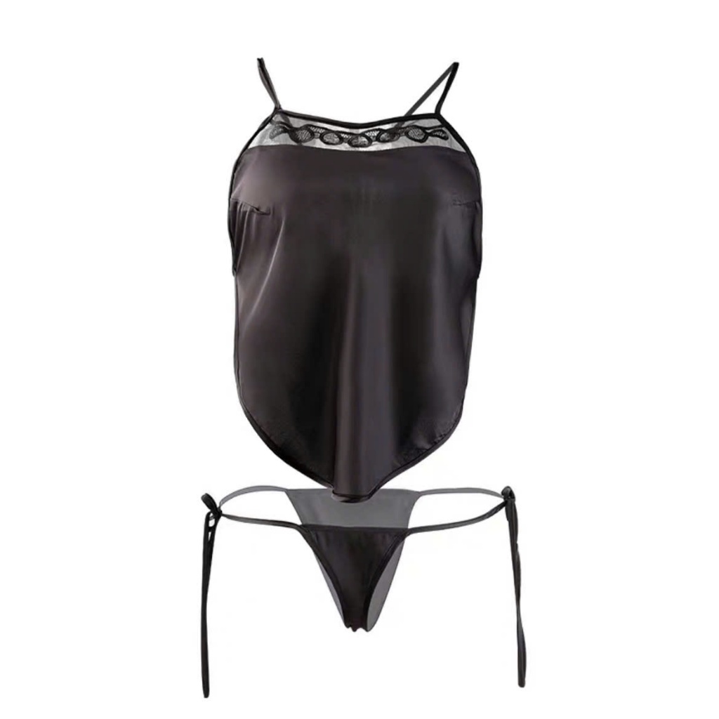 (M. 5101) Set đồ ngủ lụa hở lưng quyến rũ dễ thương sexy gợi cảm,  Bộ ngủ áo yếm phối 2 mảnh đan dây quai buộc - LESEVA | BigBuy360 - bigbuy360.vn