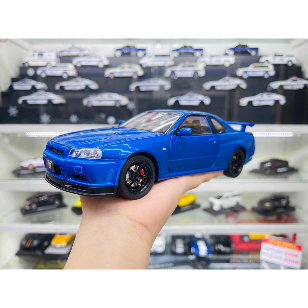 Mô hình xe ô tô Nissan Skyline GTR-R34 Fast & Furious F&F full open-full kính-đánh lái được-có đèn/âm thanh tỉ lệ 1:24