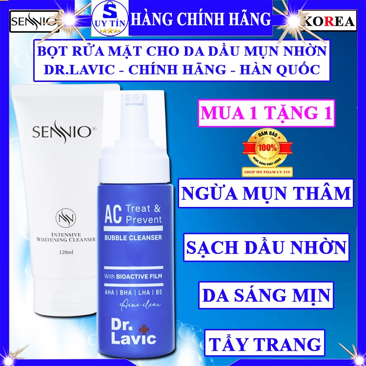 Sữa rửa mặt Dr.lavic hàn quốc drlavic bọt rửa mặt dr lavic dành cho da dầu mụn màu xanh biển sennio
