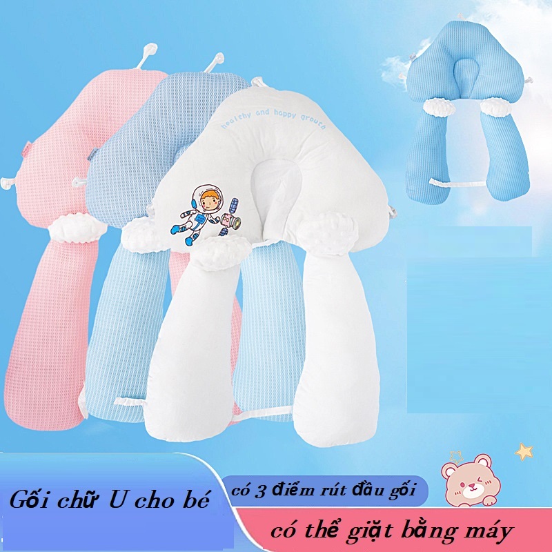 Gối chữ U cho bé sơ sinh , chống giật mình chống méo đầu cho bé